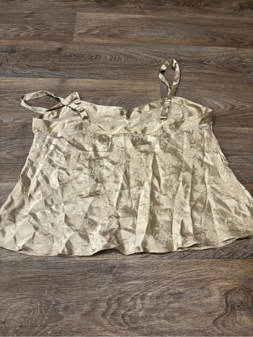 Cerie Gold 100% Silk Floral Tank Top Lingerie Cami Intimate Sleepwear Women’s L - Picture 2 of 5